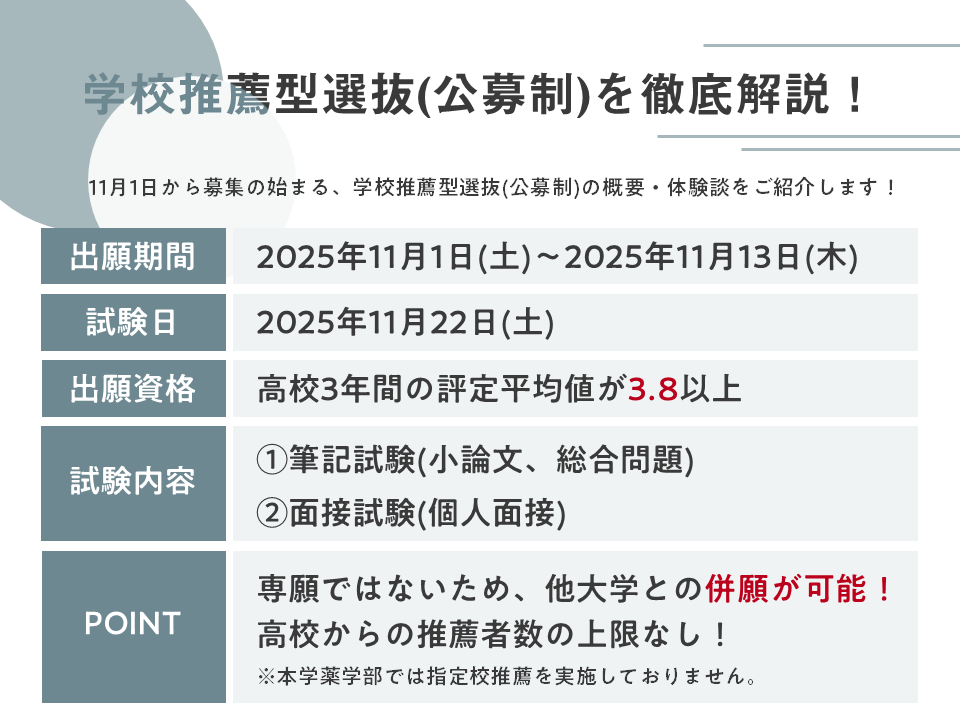 学校推薦型選抜(公募制)について①