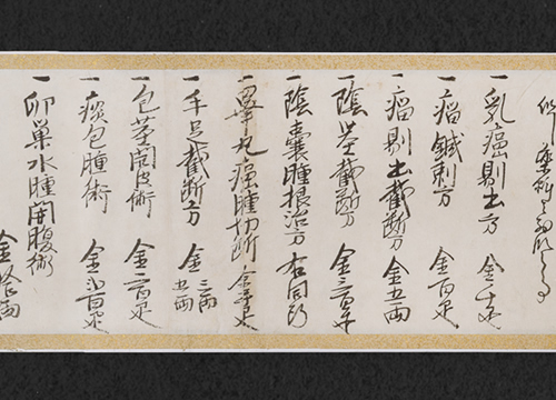 順天堂療治定（外科治療代金表）　1854（安政元）年［複製］SP