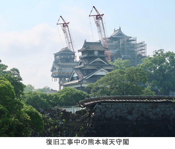復旧工事中の熊本城天守閣